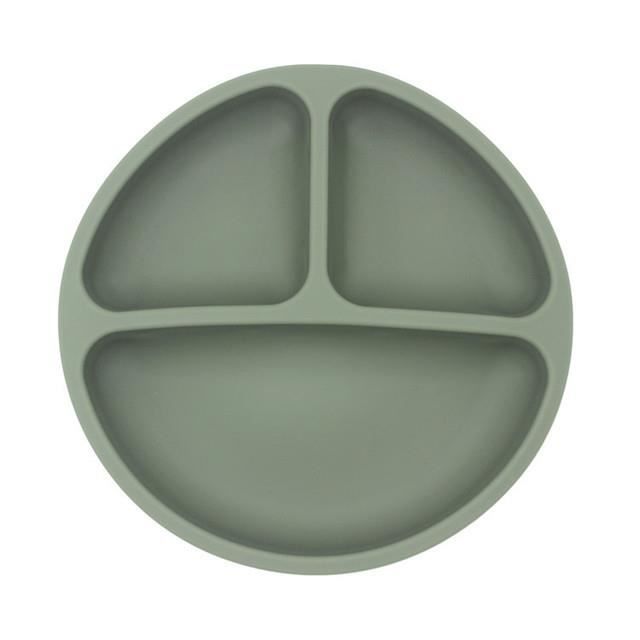 Assiette Bébé Compartimentée En Acier Inoxydable Avec Ventouses - Kit Avec Couverts, Couvercle, 3 Compartiments