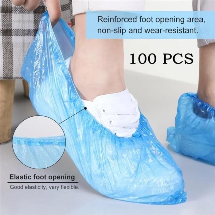 Ezlife Couvre-chaussures Jetables Imperméable 100 Pcs Surchaussures Jetables  Antidérapante en Plastique CPE Protege Chaussures - Cdiscount