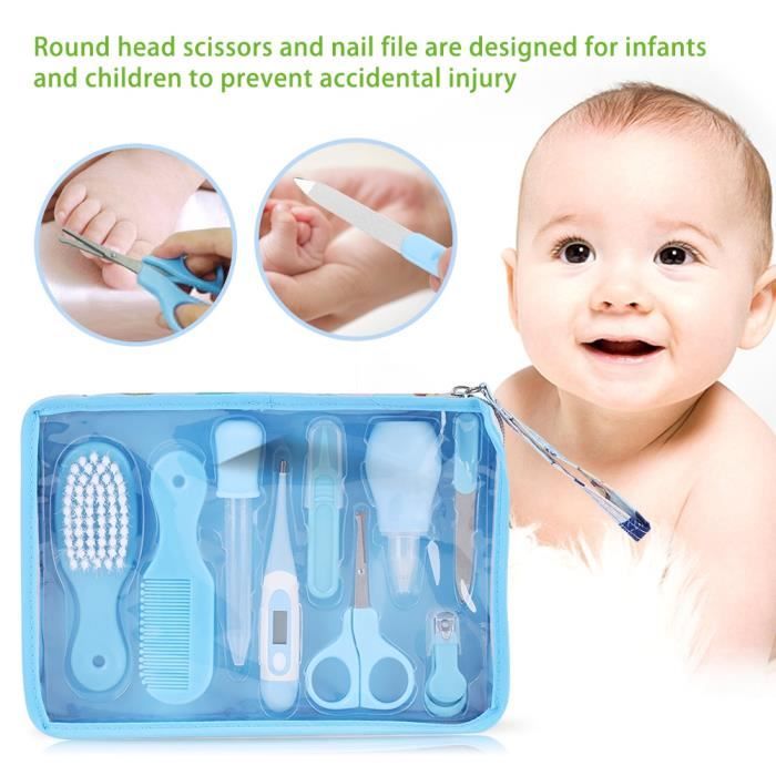 9pcs Kit De Manucure De Bebe Trousse De Soins Pour Manucure Peigne Brosse A Cheveux Bebe Enfant Bleu Le Bonbon Cdiscount Puericulture Eveil Bebe