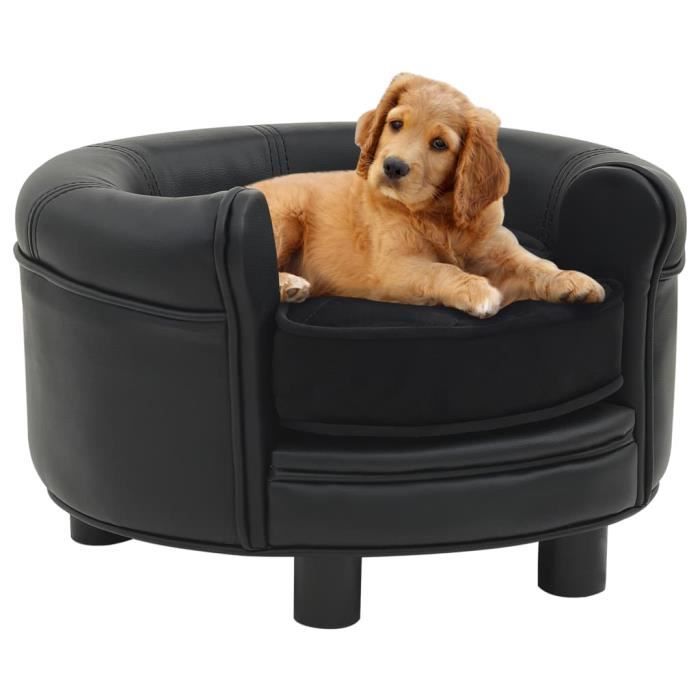 Meilleurs prix pour Canapé pour chien - JIN - Noir - 48x48x32 cm - Similicuir et peluche - Pour petits chiens