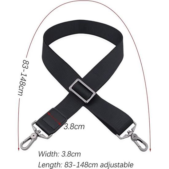 Lot De 2 Lanières Sac Bandoulière Réglables 75-130cm - Sangles Épaule Nylon Noir Universelles