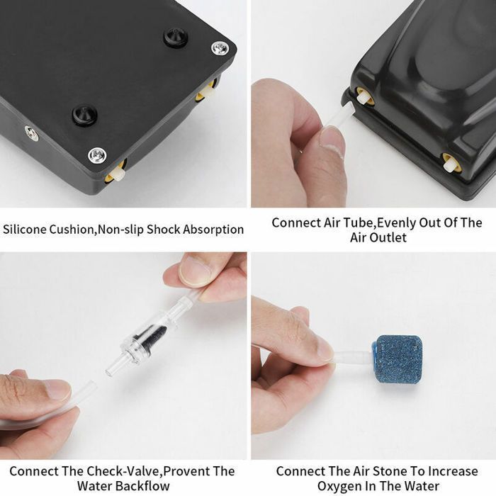 Mini Pompe à Air USB Pour Aquarium - Bulleur Silencieux Et économe (1W) Avec Pierre à Bulles - Pour Bassin D'eau Douce, Eau Salée, Hydroponie - Facile à Installer - 4