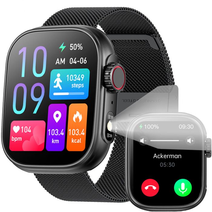 Montre Connectée Fitness Tracker - Écran 1,47", étanche IP67, Fréquence Cardiaque - Compatible Android/iOS