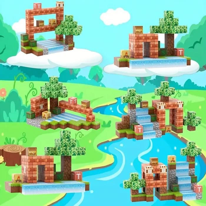 Blocs de Construction Magnétiques 100 Pièces, Construisez Votre Monde Magnétique Édition Volcan Lava, Cube Magnétique, Jouets Sensoriels STEM Montessori, Cadeau pour Garçons et Filles dès 3 Ans