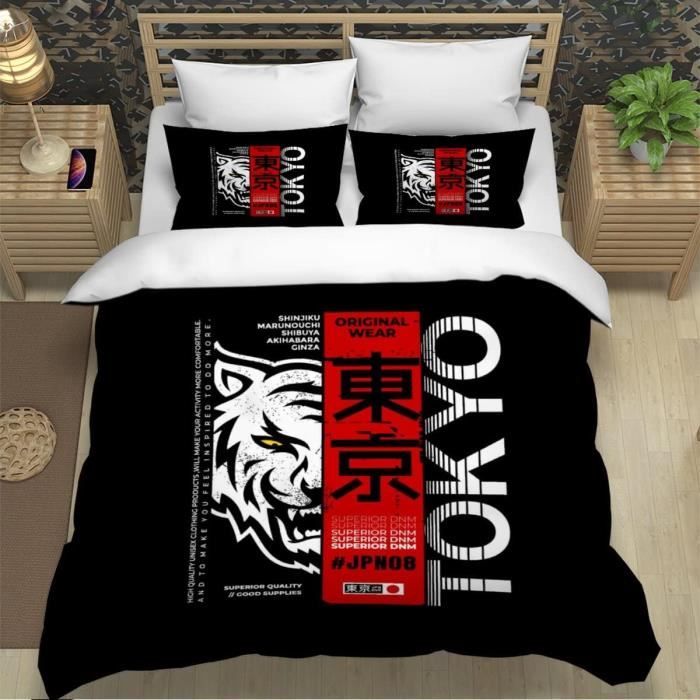 Housse De Couette 140X200Cm Enfant Ado Tokyo Parure De Lit 3D Japon Ensemble De Literie 1 Personnes Avec Fermeture Eclair Et q2650 Cdiscount Maison