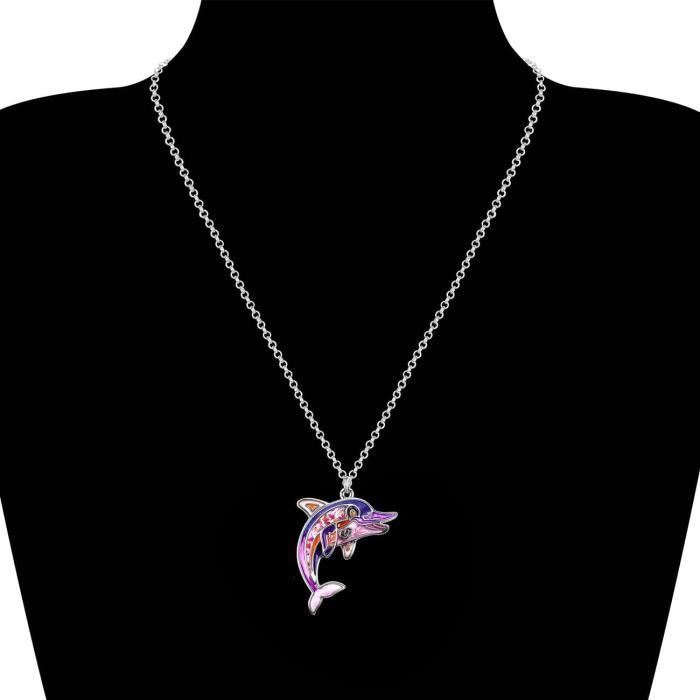 Collier dauphin en or, chaîne corde de 3 mm en acier