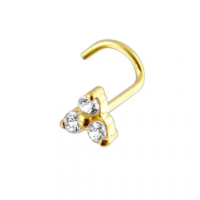 9K Jaune Or Broche Set Pierre Ronde De CZ 20 Gauge Nez Vis Piercing