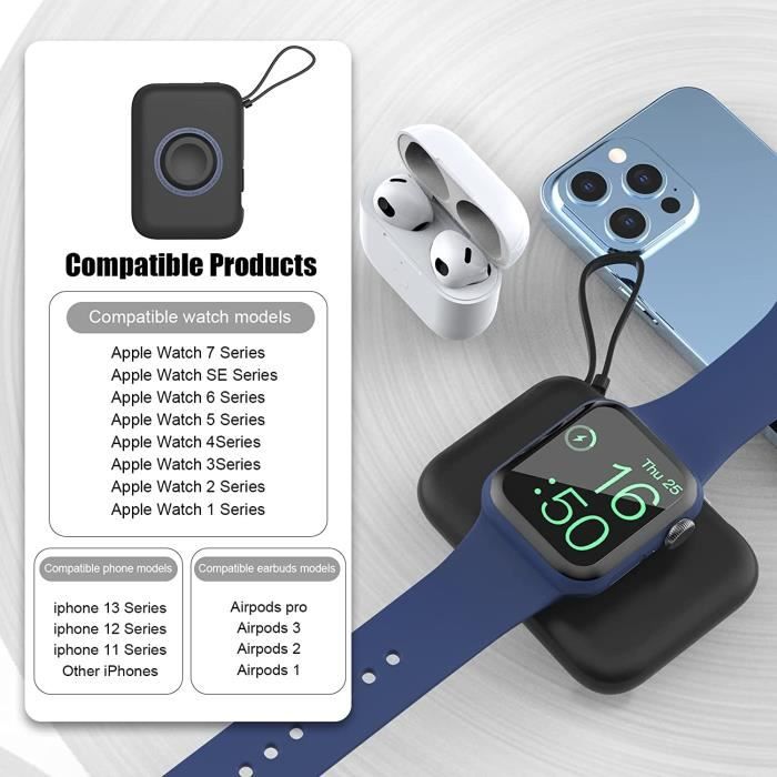 Chargeur sans Fil Apple Watch pour Apple 7, 5000 mAh Chargeur Portable  Compatible avec iPhone 1 3 12 11 Pro Max Mini SE, Char[K609] - Cdiscount  Téléphonie