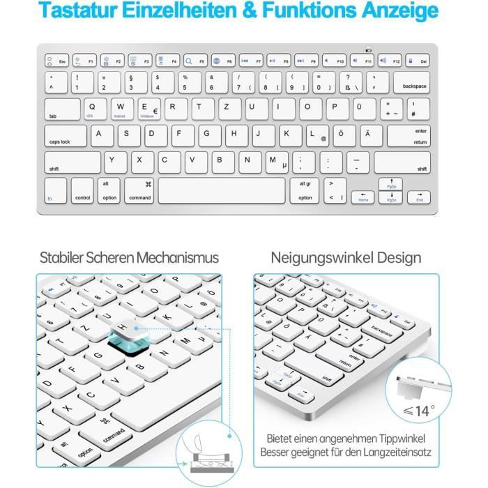 Clavier Bluetooth AZERTY Français Pour IPad Et IPhone - Mini Clavier Sans Fil Mince, Avec Touches Silencieuses