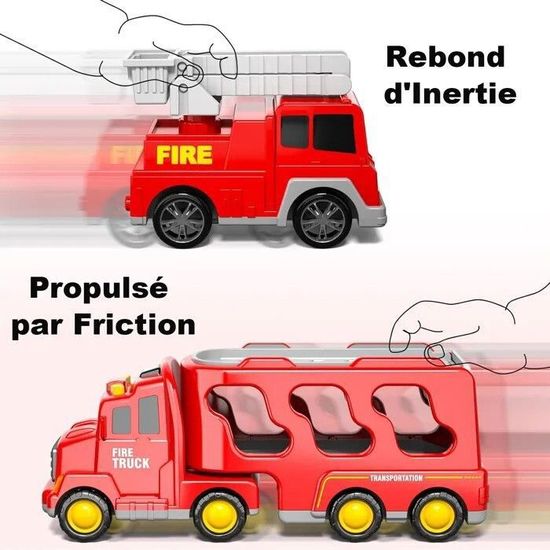 MOMOSTAR Camion Pompier Enfant, Voiture Pompiers Télécommandée avec Sons et Lumières, Grand Voiture Pompiers Jouet avec pulvérisation d'eau, Cadeau Anniversaire pour Enfant 3 4 5 6 7 8 Ans