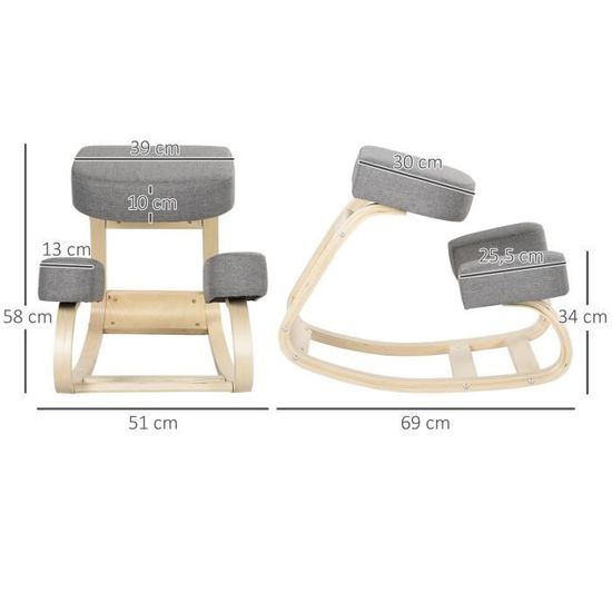 Siège assis-genoux en bois réglable en hauteur Kneeling Salamender -  Tabourets ergonomiques - Robé vente matériel médical