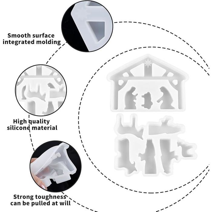 Xidmold Moule En Silicone Sainte Famille Marie Joseph Avec Jésus Moule En Silicone Pour Bougies En Cire De Soja, Figurine Religieuse, Artisanat