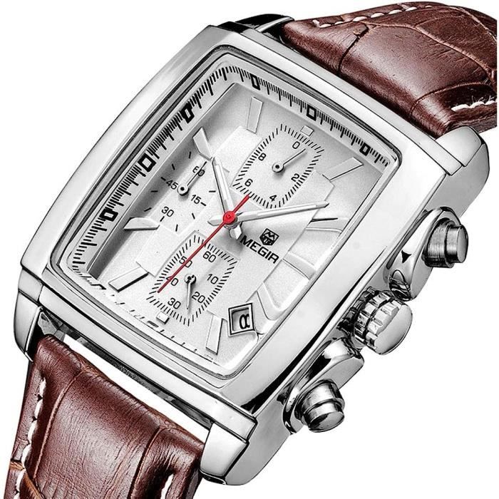 Montre homme carré shop bracelet cuir