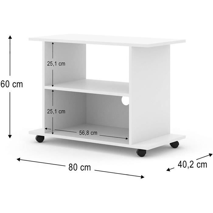 Meuble TV Avec Roulettes Et Freins - 80x40x40 Cm, étagères Ouvertes, Style Moderne Brun Rustique