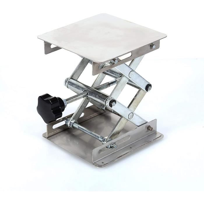 Plateforme élévatrice électrique Acier Inox - Table 150x150 Mm, Charge 10 Kg, Télécommande, Réglable 100-290 Mm