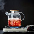 théière en verre résistante à la chaleur avec couvercle en acier inoxydable et filtre spirale, idéale en carafe d’eau, pour le thé-3