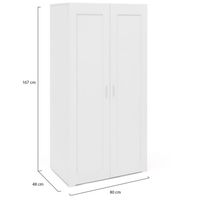 ID MARKET Armoire 2 portes DETROIT penderie 80 cm avec étagères