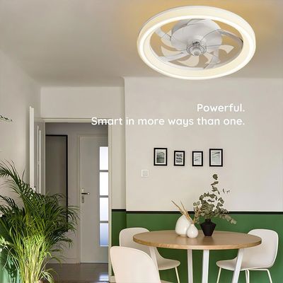 Ventilateur De Plafond 48 Cm Avec Lumière LED 36W – Télécommande + App Bluetooth, 6 Vitesses, Réversible Été/Hiver, Silencieux <20dB, Moderne Pour Chambre Et Salon (Blanc)