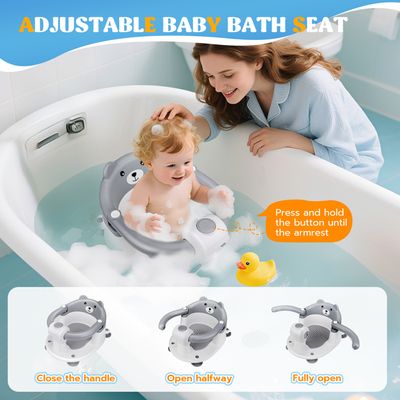 Siège de Bain pour Bébé - Chaise de Bain pour Bébé 6-12 - 24 mois - Antidérapant et 4 Grandes Ventouses - Les Indispensables du Baby Shower - Comprend 3 jouets