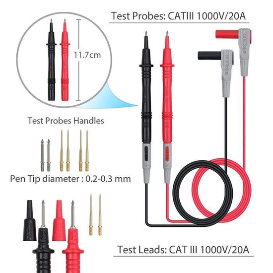SDENSHI 2x Stylo Testeur Fiche Banane pour Voltmetre Ohmmetre Multimetre Amperemetre