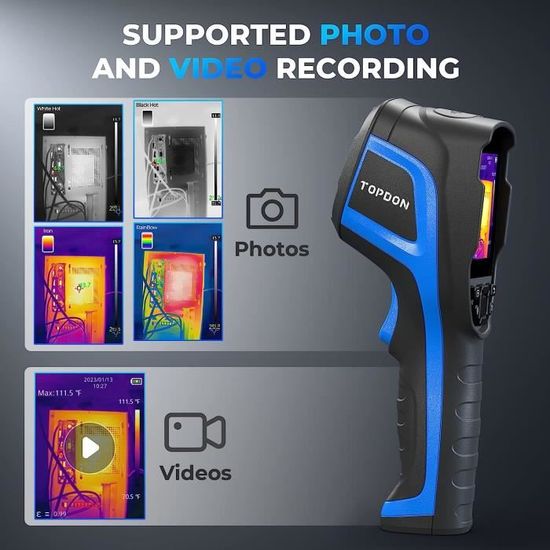 Caméra Thermique TOPDON TC005 - Résolution 256x192 IR + Caméra 2MP - Plage -20°C à 550°C