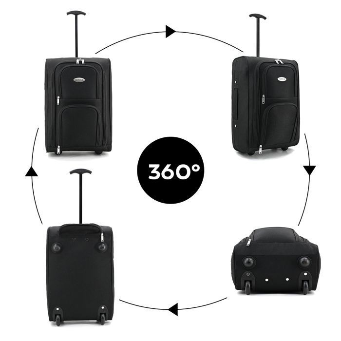 Sac Cabine Castore Noir – Bagage à Main Petit, 2 Roues, Compartiment Laptop, Occasion