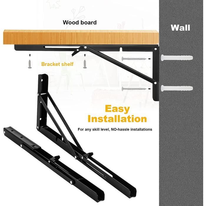 Support Console Rabattable AJW-2 Pièces Equerre Rabattable Murale Noir 400 x170mm Support Console ...