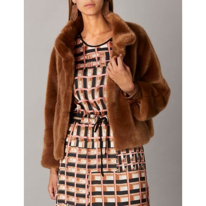 MANTEAU FEMME RIVER WOODS FAUSSE FOURRURE Marron Cdiscount Prêt