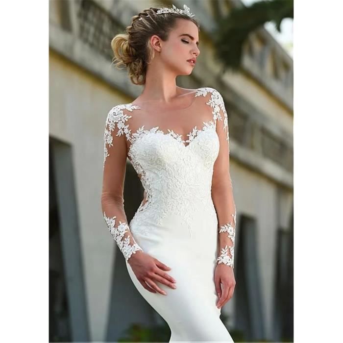 Robe midi ajustée femme avec dentelle et dos nu