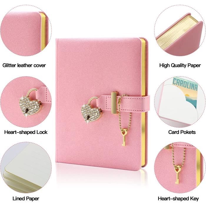 Journal Intime Fille Relota Avec Cadenas Cœur - Carnet B6 288 Pages - Stylo Diamant Et Clé - Cadeau Adolescent