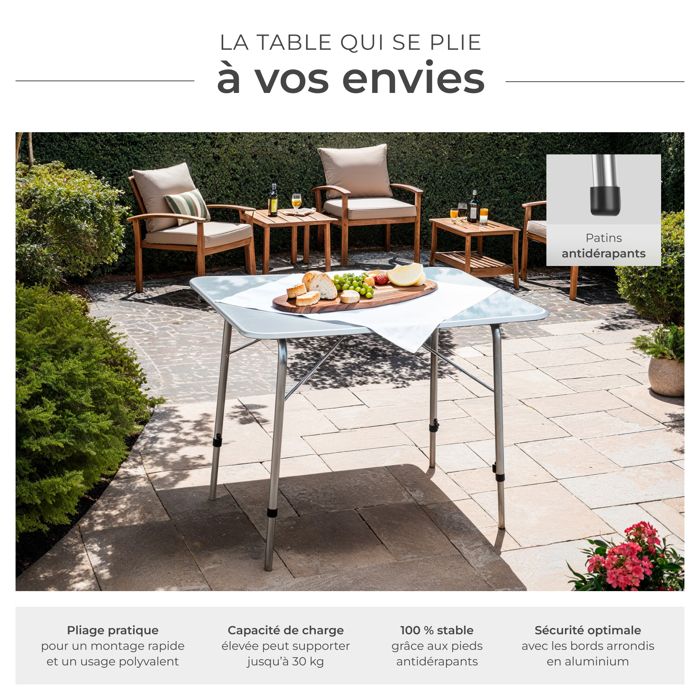 Table De Camping Pliante XXL - Imperméable, Pieds Antidérapants Et Anti-corrosion - Pratique Pour Pique-nique, Jardin