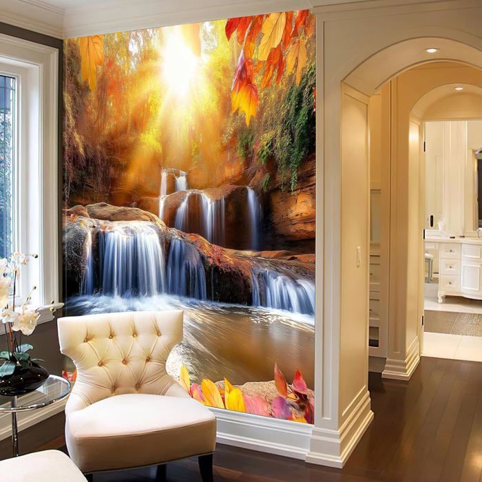 Wallpaper Papier Peint Panoramique Cascade Ensoleillée 350X256Cm Poster ...
