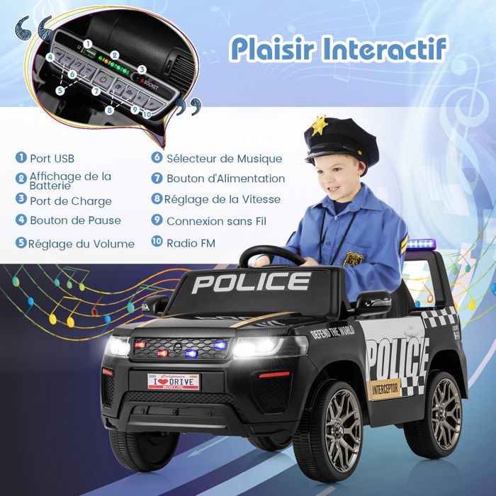 Dickie Toys Street Force - Voiture de Police de 33 cm avec Moteur, lumière Bleue, sirène, Coffre, Voiture de Police pour Enfants à partir de 3 Ans