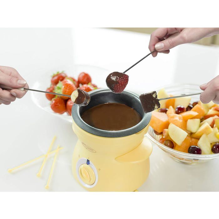 Fondue Mini 2 Personas Fondue De Chocolate Bestron Para 2 Personas - Set Mini Con 10 Brochetas, Tenedores Y Espátula, 25W, Verde Fondue De Chocolate Mercadona