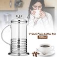 ARAMOX cafetière presse Machine à thé à piston à piston de tasse à café en verre en acier inoxydable portable (600 ml)-0