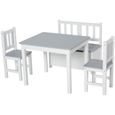 Ensemble de table et chaises enfant - HOMCOM - MDF pin blanc gris - 3 ans et plus-0