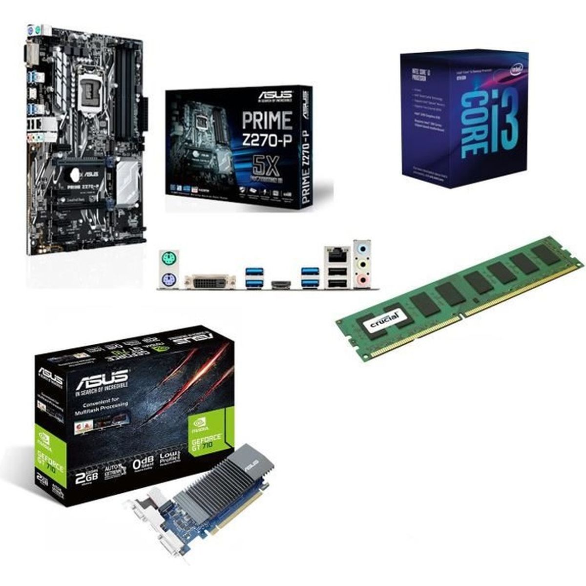 Kit évolution PC Carte mère Asus + Processeur Core I3 + 8 Go ddr 4