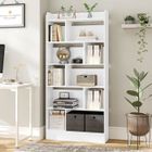 BRAND Bibliothèque, Étagère à 6 Niveaux, Meuble de Rangement Livres, Cloison Séparateur, Présentoir, pour Salon, Chambre, Bureau,Blanc