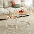 EGGREE Lot de 2 table basse scandinave-table basse gigogne Ronde-table salon-60x45cm-40x35cm-couleur chêne