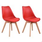HAPPY GARDEN Lot de 2 chaises scandinaves NORA rouge avec coussin