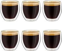 MTEVOTX  tasse à café, verre, Verres à expresso à double paroi, Verres Thermiques à Effet Flottant - 80ml (Lot de 6 )