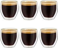 Set 4 Tasses Expresso Double Paroi 80ml Cieex | Verre Borosilicaté | Avec Cuillères Et Dessous De Verre