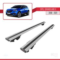 Barres de Toit Railing Porte-Bagages pour Opel - Vauxhall Grandland X 2018-2023 avec verrouillable Gris