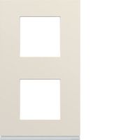 Plaque de finition 2 postes verticale Gallery - Entraxe 71mm - Blanc dune - WXP0342 - Hager