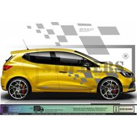 Renault Racing RS sport damiers latérales - GRIS - Kit Complet  - Tuning Sticker Autocollant Graphic Decals