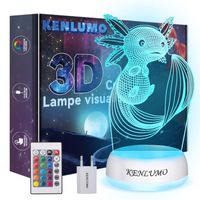 KENLUMO Veilleuse Axolotl Lampe de nuit Salamandra Lampe de chevet LED télécommande Touchez pour changer de couleur 16 couleurs