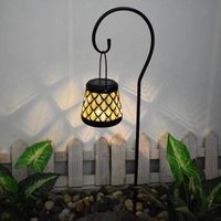 Lanterne Solaire Creuse en Fer,Lampe de Terre pour Cour, Lampe de décoration de pelouse,Lampe de projection pour Jardin