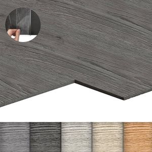 SOLS PVC LZQ Revêtement de sol PVC sol vinyle autocollant avec effet bois, 18 pièces 2,51m² carreaux de vinyle adhésif, Chêne gris foncé