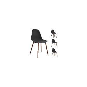 CHAISE ESTER-Chaise Coque Noire et métal noyer (x4)