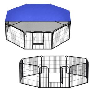 ENCLOS - CHENIL Hengda Enclos pour chien Parc pour chiots avec toit 8 pièces 60 x 80 cm Solide et durable pour petits chiens, lapins et chiots